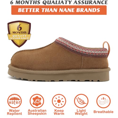 MelSyd Womens Slippers Sheepskin Indoor-Outdoor: 100% Australian Merino Wool Lined with Memory Foam Cozy House Shoes - Slip on Waterproof Winter Suede Clogs - Christmas/Holiday Gift3