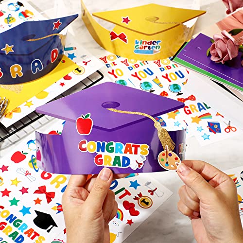30 Pcs Kindergarten Grad Hats And 10 Sheets Grad Stickers 2023 Graduation Party Paper Crowns Preschool Graduation Caps For Kids Kindergarten Graduation Party Supplies Favors Congrats Grad Decor #TOP3
