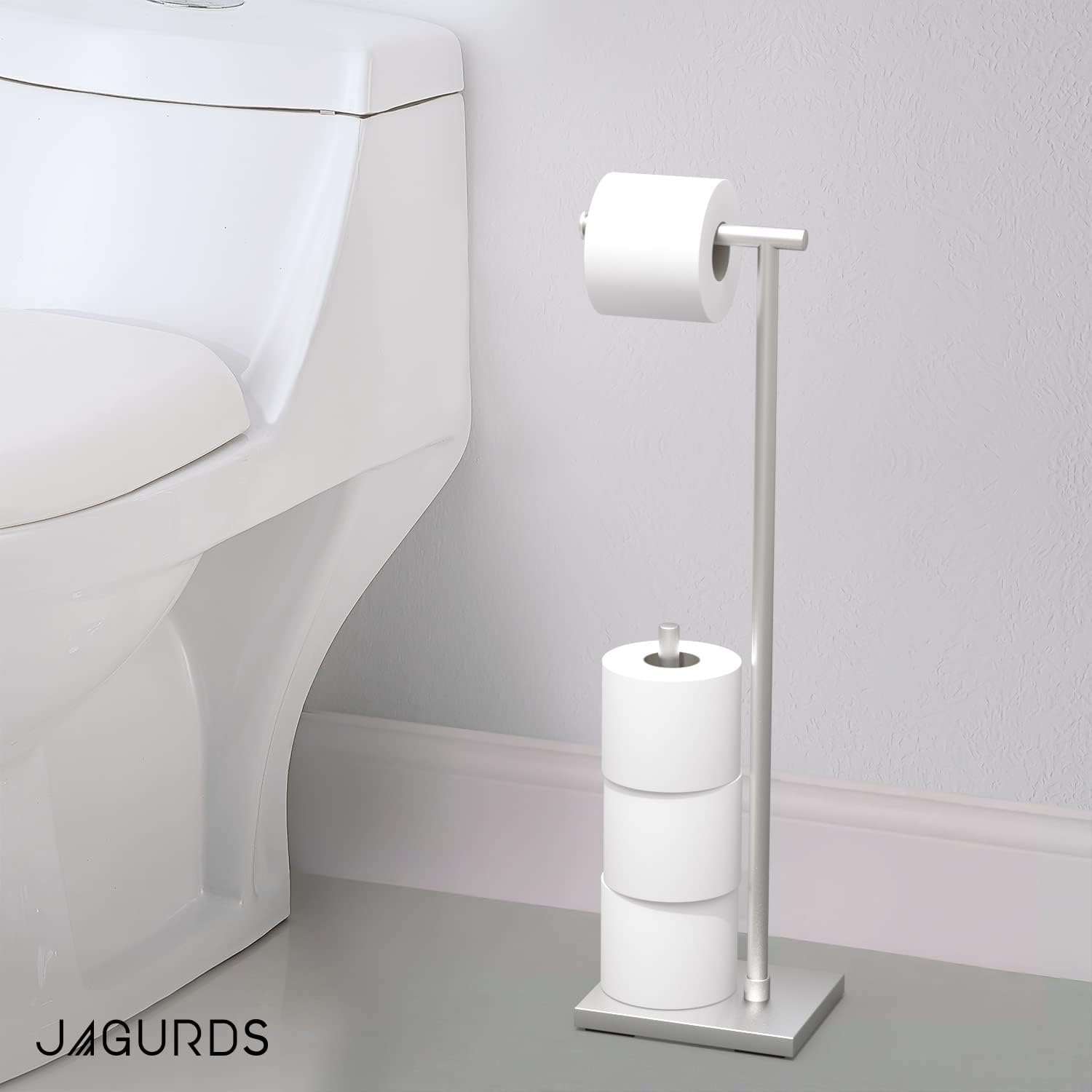 JAGURDS Free Standing Toilet Paper Holder Stand for Bathroom - Stainless Steel Toilet Paper Roll Holder Stand with Reserve Storage and Anti-Slip Base - Holds Up to 4 Rolls : Tools & Home Improvement