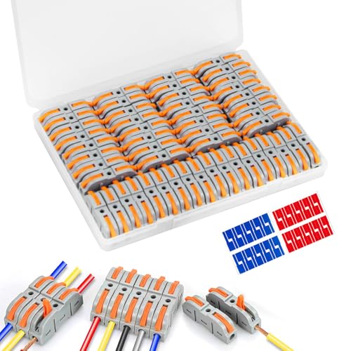JINXIAN 50 Pièces Connecteur Électriques Rapide de Fil avec Levier de Commande 1 Entrées Connecteurs de fil Compacts Blocs de Connecteurs électriques Bornes de Connexion Automatique