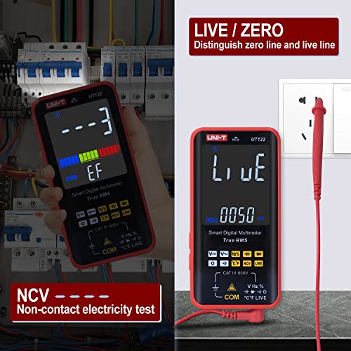 Image of UNI-T UT122 Smart Digital Multimeter Rechargeable Voltmeter Auto-Ranging Electrical Tester Measures DC /AC Voltage Resistance Continuity Capacitance Temperature Frequency NCV True TRMS