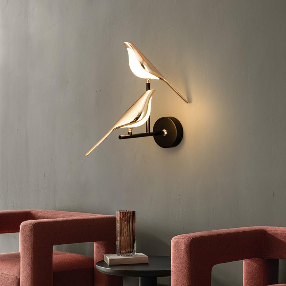 Lámpara de pared de pájaro nórdico Retro Simple LED Diseño creativo, la lámpara de aplique puede girar para decorar la sala de estar, el dormitorio, el pasillo (2 novias)