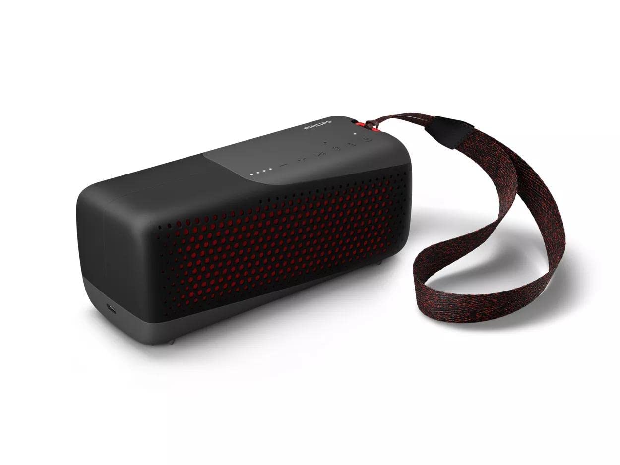 Philips AudioWireless Speaker Bluetooth, TAS4807B/00, Highly Portable & Waterproof IP67 Speaker With Integrated Microphone For Calls, Up To 12 Hours Playback, Black