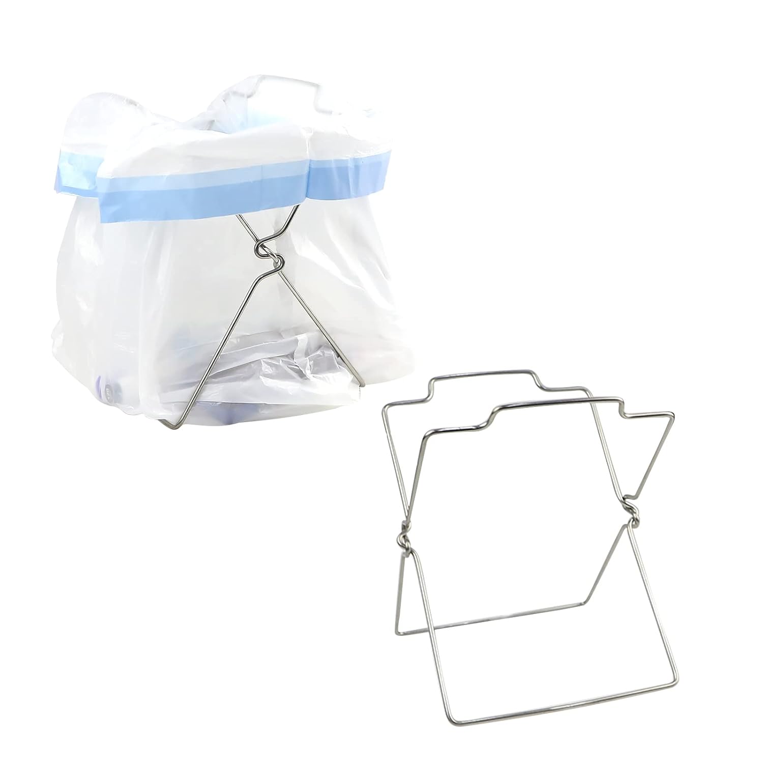 Knchy Countertop Folding Trash Bag Holder, Stainless Steel