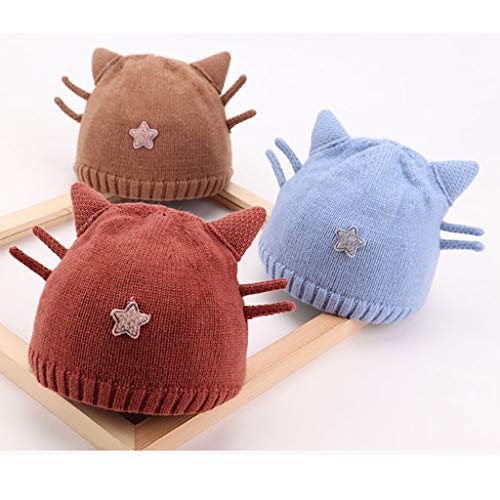 Baby Toddler Knit Hat Soft Warm Infant Boys Girls Caps Cotton Lined With Cat Ears Outdoors Cap (Color : Brown, Size : 0-10 Months) #TOP3