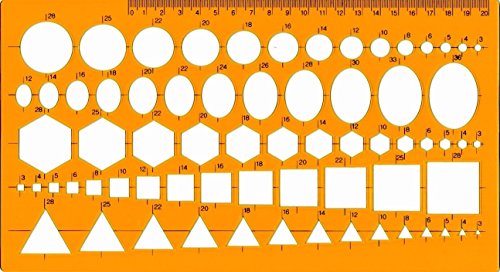 KUDOS.JP Circle Template Ruler 5 Patterns Stencil Assorted - Circle, Ellipse, Hexagon, Square, Triangle Japan Import