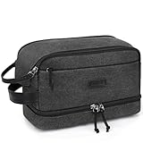 ZOMFELT Trousse De Toilette Homme Voyage, Sac De Toilette Toile Double Couche, Trousse De Toilette A Suspendre Imperméable, Trousse De Maquillage Voyage Femme pour Cosmétiques Et Douche, Noir