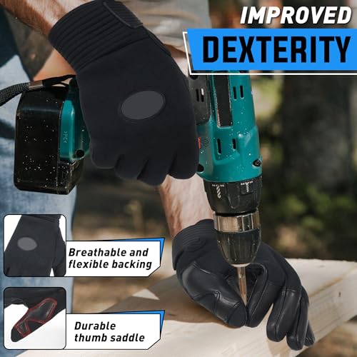 Image of HANDLANDY Work Gloves for Men & Women, Utility Mechanic Working Gloves Touch Screen, Flexible Gardening Gloves for Yard