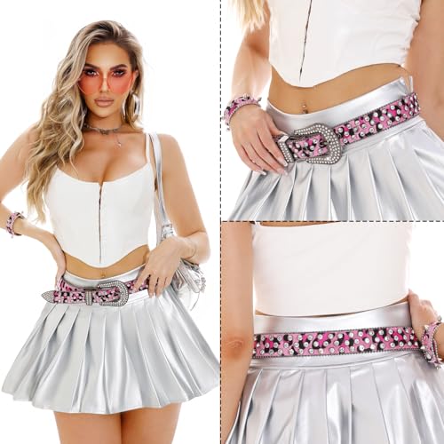 Rhinestone Belt Leopard Print Bling Belts Men Women Leopard Rhinestone Belt Western Cowgirl BB Belts Y2k4