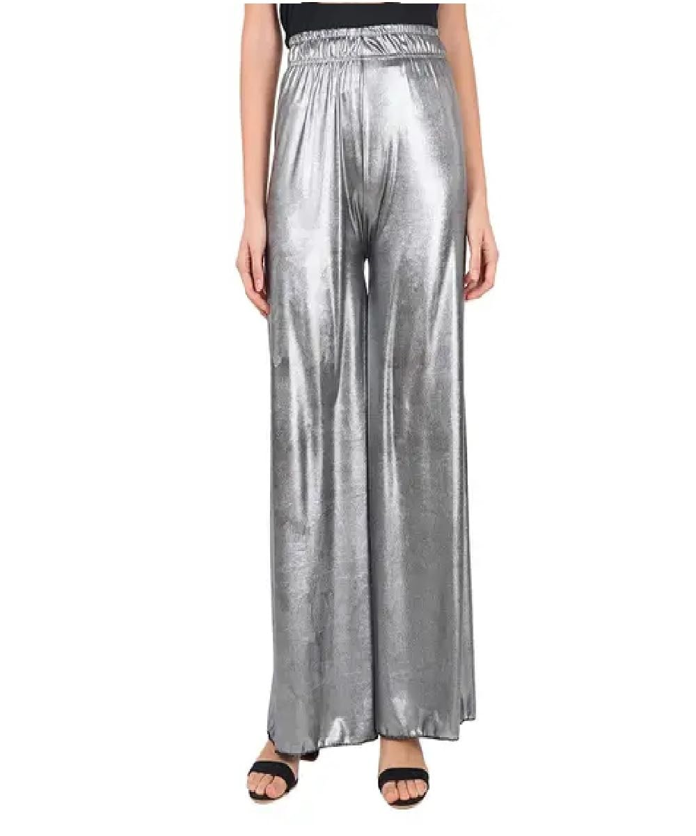 Shimmer Palazzo for Womens OR Girls-Silver Colour-picture-12