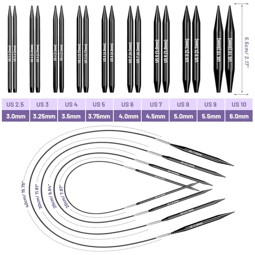 Image of Katech Short Interchangeable Knitting Needles Set-Circular Knitting Needles