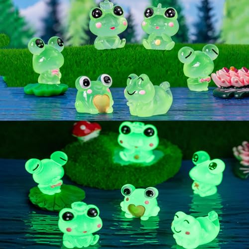 12個かわいい カエル ガーデンインテリアミニチュア 風景ガーデンインテリアミニチュア 盆栽 ガーデニング装飾 樹脂発光の木エルフ映画キャラクターかわいい人形コレクションギフト風景 装飾品のサムネイル