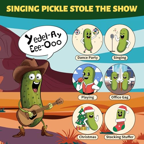 Pickle That Yodels- Singing Cucumber Toy – Funny Gag Gift Idea for Adults Friends and Family, Includes Batteries