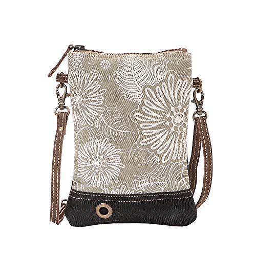 Myra Bag Leafy Upcycled Canvas & Leather Crossbody womens Bag S-1466