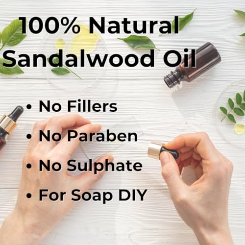 Image of Sandalwood Essential Oil For Face, Skin, Hair, Diffuser, Aroma, Soap Making, Bathing, Stress 15ml