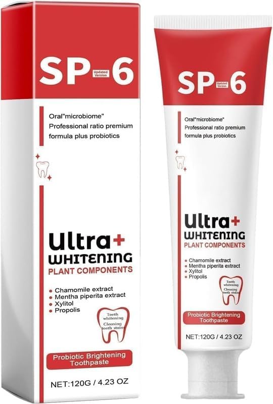 SP-6 Ultra+ Whitening Probiotic Brightening Toothpaste 30g | Plant Components, Chamomile Extract, Xylitol & Propolis, Stain Removing, Oral Microbiome Formula-image-22