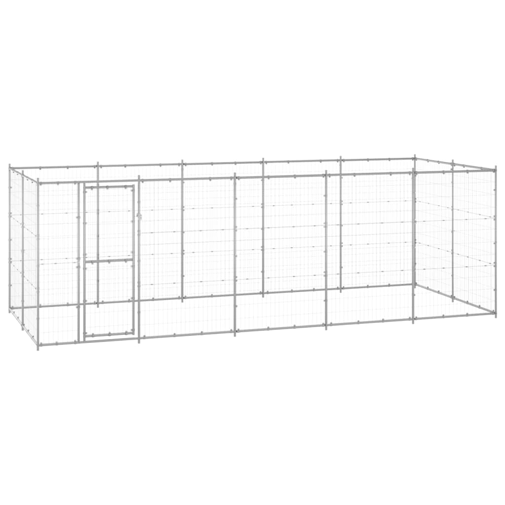 Perrera para perros de acero galvanizado de 12,1 m² con puerta con cierre, resistente cercado para perros, cachorros, mascotas, portátil, plegable, protección segura en el jardín y la