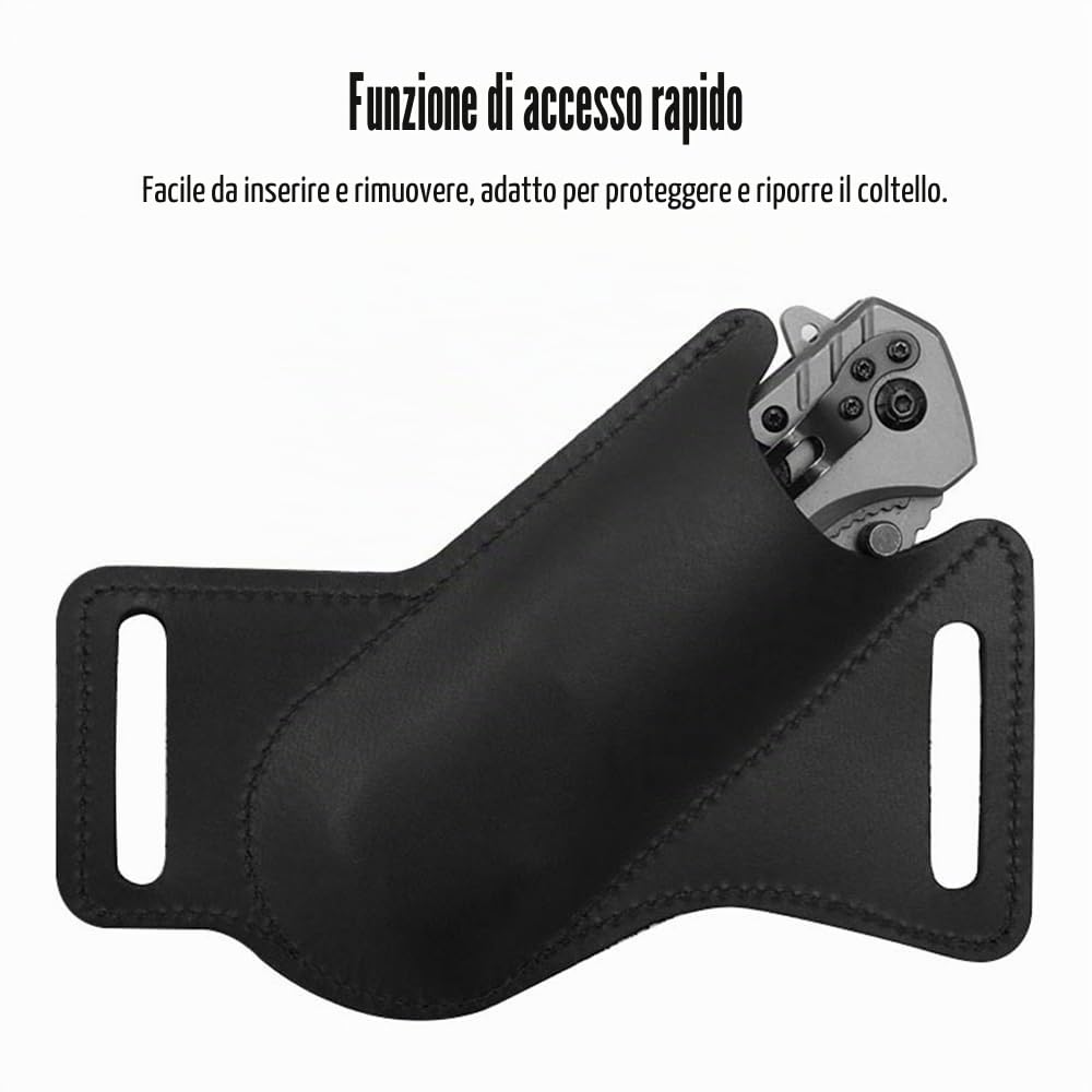 Fodero per coltello pieghevole, custodia per coltello in pelle Fondina per coltello tascabile EDC con passante per cintura per campeggio, escursionismo, alpinismo, avventura all'aria aperta