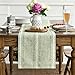 Artoid Mode Sage Green Rustic Cotton Linen Table Runner, Seasonal Embroidered Hollow Kitchen Dining Table Decoration for Home Party Decor 13x72 Inch