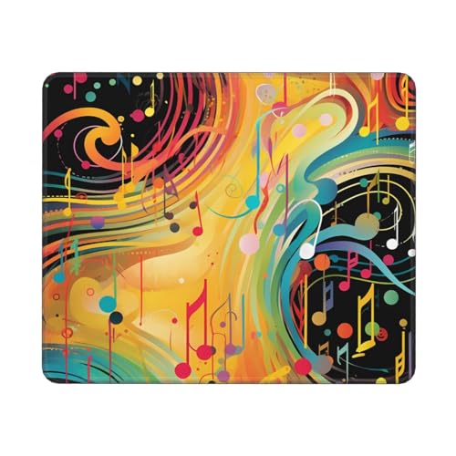 Alfombrilla de mouse con borde cosido, impermeable, con base de goma antideslizante, con temática de música abstracta, alfombrilla de mouse para laptop, lavable, para juegos, laptop, oficina, hogar