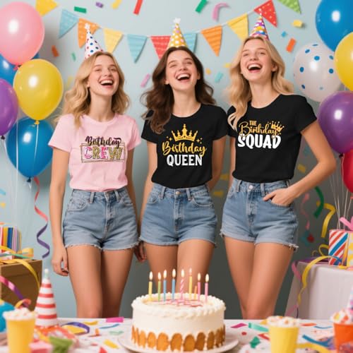 Women Birthday Shirts Cute Happy Birthday Queen T-Shirts B-Day Party Crew Squad Tee Tops4
