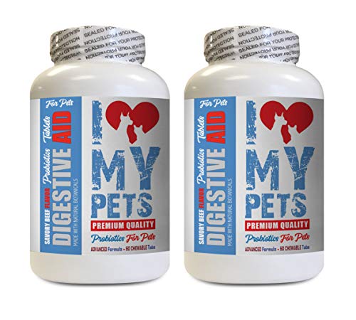 I Love My Pets pet probiotics for Dogs - PET Digestive AID - Dogs and Cats - Best PROBIOTICS - Inulin fos - 120 Treats (2 Bottle)