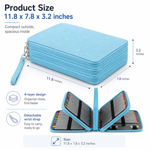 Image of 216 Slots Colored Pencil Case Organizer, 4 Layer Bag