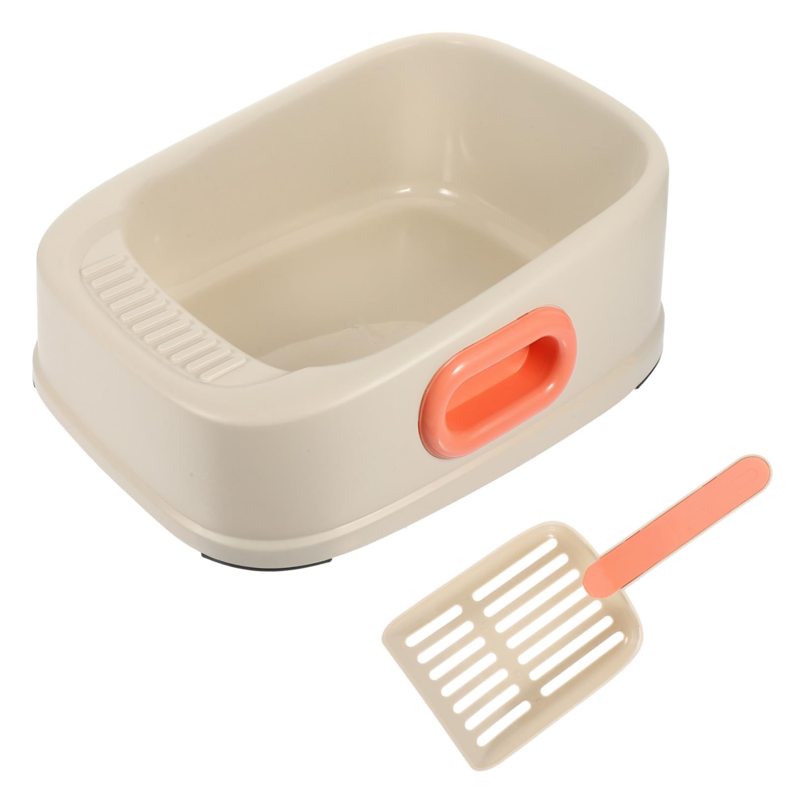 POPETPOP 1Set Semi Enclosed Cat Toilet with Handles Litter Box for Cats Cat Sand Box Durable Pet Toilet for Easy Cleaning and