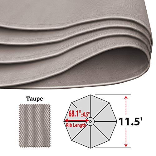 Benefitusa Umbrella Cover Canopy 11.5Ft 8 Rib Patio Replacement Top Outdoor-Taupe #TOP5