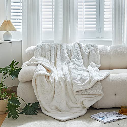 Wajade Fluffy Sherpa Fleece Blanket Gray Faux Fur Bed Throw Super Soft Warm Large Blanket for Bed Sofa Car,130x160CM