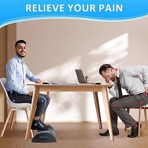 Image of StepLively Foot Rest for Under Desk at Work, Comfortable Foot Stool with 2 Adjustable Heights, Footrest with Washable Cover, for Back & Hip Pain Relief, Suitable for Office, Home, Car, Gray, X-Large