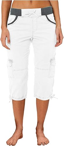 Miniatura 2 de Pantalones capri tipo cargo para mujer, ligeros, de secado rápido, atléticos, para verano, casuales, con bolsillos
