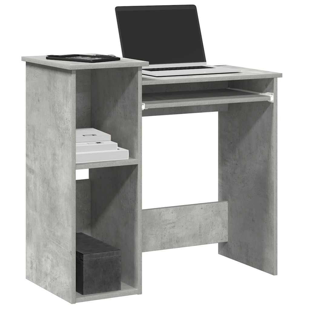 Scrivania con ripiani, grigio cemento, 84 x 40 x 78 cm, in legno stabile, scrivania per computer, postazione di lavoro per ufficio, segretario con spazio per lo studio e l'arredamento