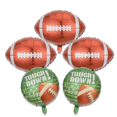 Football Foil Balloons Round Balloon Rugby Balloon for Rugby Themed Party Decoration Supplies Football Birthday Decoration Decor Ballons Arch Kits Party Balloons Set 5pcs