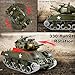 Supdex 1:18 RC Tank for Adult and Kid, 2.4G US M4A3 Sherman Alloy Metal Tracks Model Toys, RC Vehicle Tank That Shoots BBS with Smoke, Lights, Sound, Military Army Toys with 2 Rechargeable Battery
