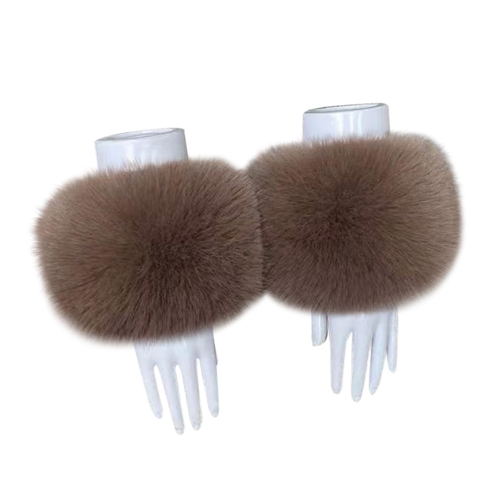 Eforcase Women's Faux Fur Wrist Cuffs Winter Furry Wristbands Fluffy Costumes Cuff Wrist Cuff Arm Warmer Accessories