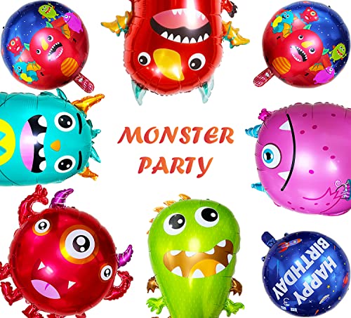 Timecity Monster Party Balloons Set 10Pcs Monster Themed Party Foil Balloons Cute Monster Aluminum Balloons For Birthday Party Kids' Party Favor , 6 Styles Balloon Toy Kid For Kids Boys Girls #TOP6