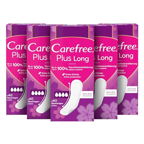 Carefree Slipeinlage Plus Long ohne Duft super saugstarke und extra lange Slipeinlagen, 40 St