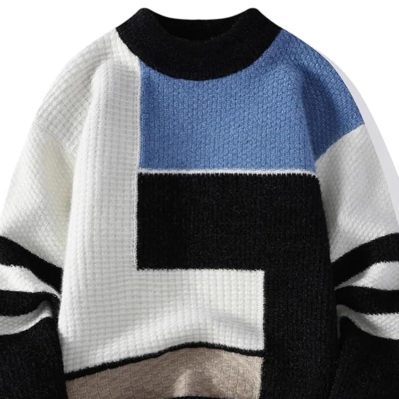 Men's Loose Fit Fleeced Warm Pullover Crewneck Knitted Sweaters for Men Round Collar Harajuku Long Sleeve Tops3