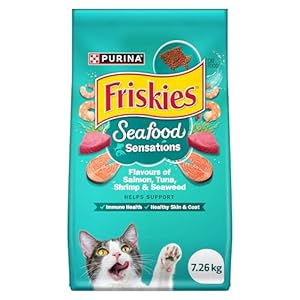 Friskies Seafood Sensations Dry Cat Food, Salmon, Tuna, Shrimp & Seaweed – 7.26 kg Bag