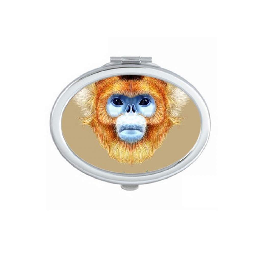 Golden Snub-nosed Monkey Animal Mirror Portable Fold Hand Makeup Double Side Glasses