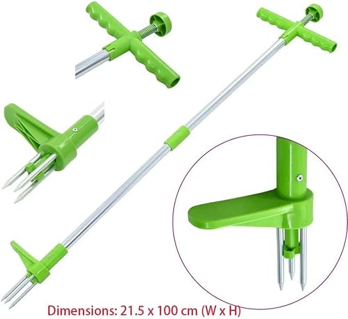 Miniatura 5 de Hilif Garden Stand Up Weeder y extractor de malas hierbas, herramienta manual de mano con 3 garras de acero inoxidable y pedal de alta resistencia,