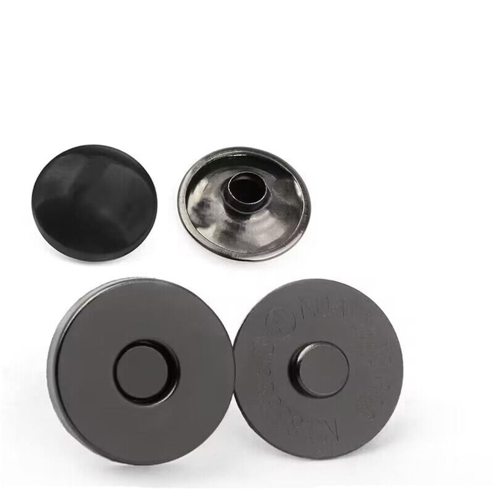 Magnetic Press Studs 10 Sets Metal Double Rivet Magnetic Clasps Buttons Fastener Bag Press Handbag Clothes DIY Accessories(Thick Gun Black,18mm)