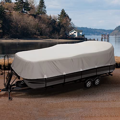 Gotruth Upgraded Waterproof Pontoon Boat Cover 800D Trailerable Pontoon Boat Cover With Pu Coating Sun-Proof Fade-Resistant Heavy Duty Marine Grade Oxford Cloth Material (22Ft-24Ft) #TOP6