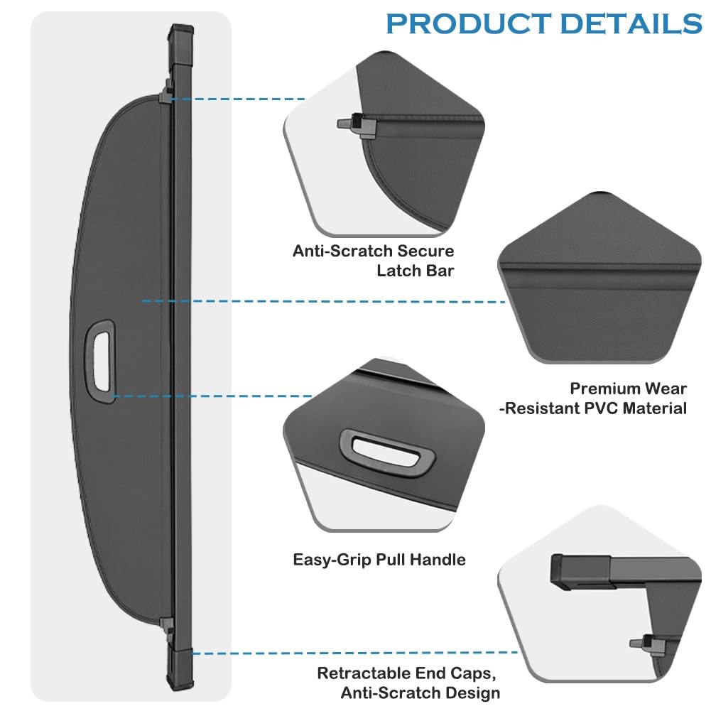Amazon.com: VESUL Retractable Rear Trunk Cargo Cover Compatible