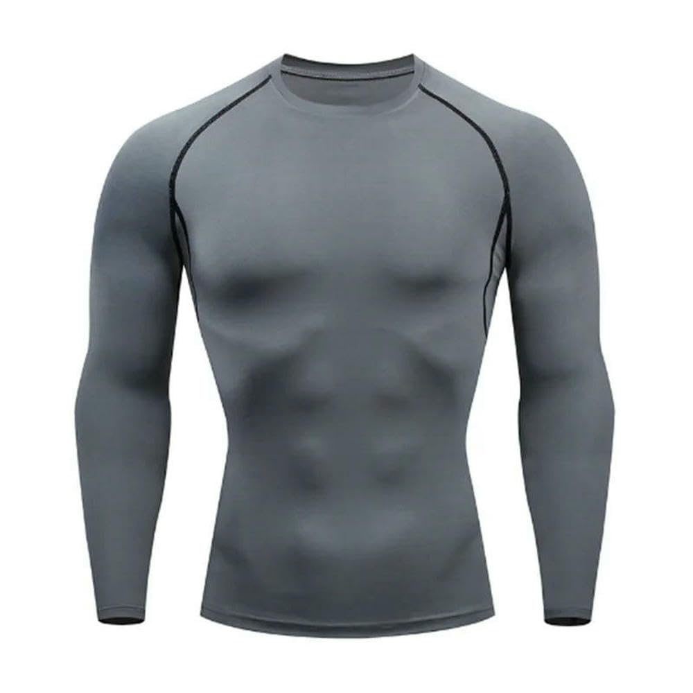 DYRBF - Camiseta deportiva para hombre, de secado rápido, manga larga, de compresión, para gimnasio, fitness, camiseta de protección contra erupciones