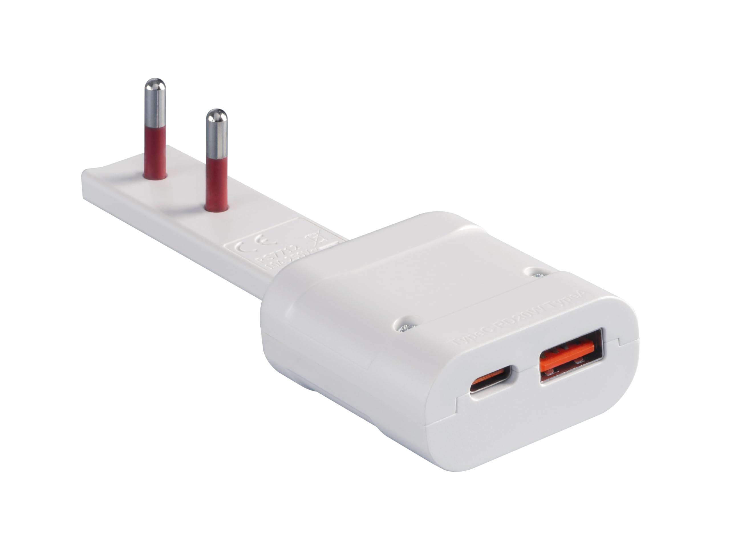Adattatore flat USB con spina 10A bianco