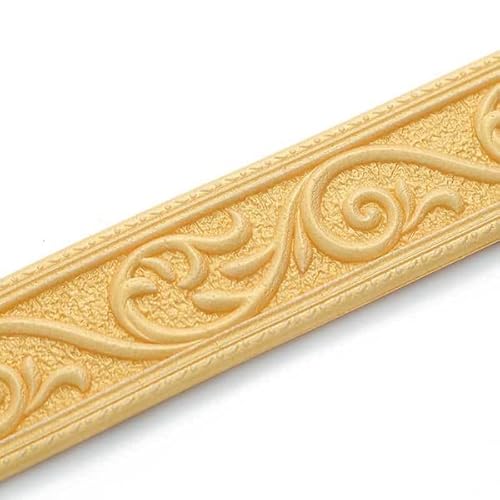 Aouln 1 rouleau d'autocollants muraux en 3D pour bordure de plinthe, décoration murale, bande étanche pour la maison (1 rouleau doré) Cover