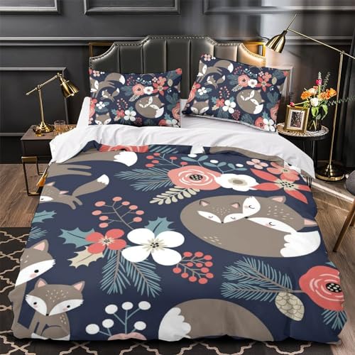 Linge de lit renard 3D de qualité supérieure en microfibre douce 3 pièces - 4