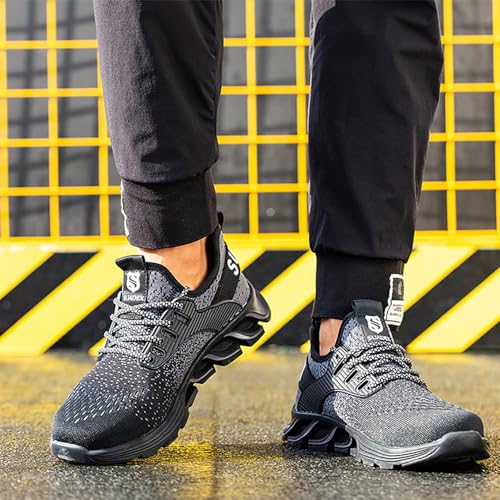SUADEX Steel Toe Sneakers for Men Women Indestructible Work Safety Shoes Lightweight Comfortable Slip Resistant Composite Toe
